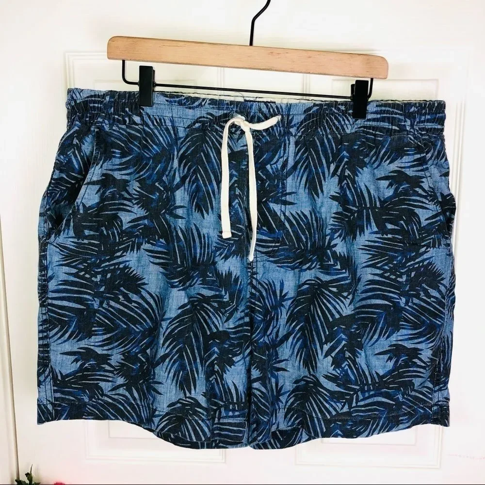 J. Crew printed cotton shorts chambray size xl